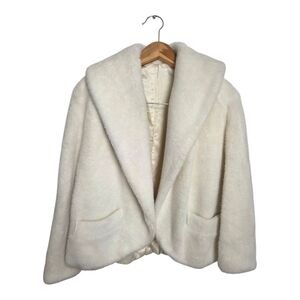Canda-Lynn Women's Vintage Made In USA White Faux Fur Jacket  Size M / L